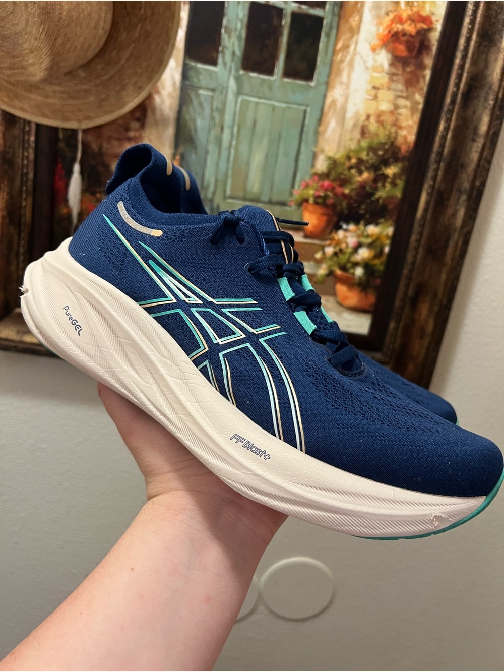 Asics Gel Nimbus 26 Blue Running Shoes - Picture 2 of 14